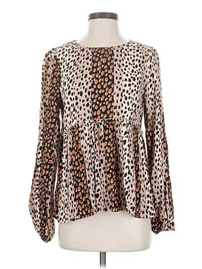 Pre-owned Andree By Unit Long Sleeve Blouse In Brown