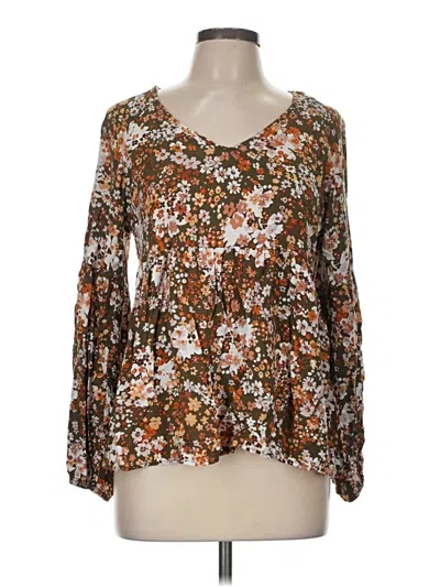 Pre-owned Andree By Unit Long Sleeve Blouse In Brown