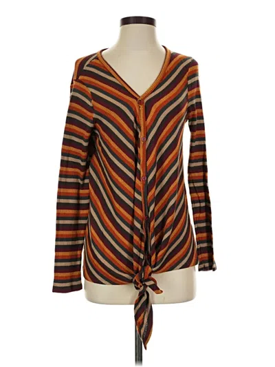 Pre-owned Andree By Unit Long Sleeve Blouse In Brown