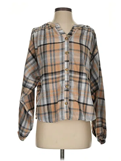 Pre-owned Andree By Unit Long Sleeve Blouse In Tan
