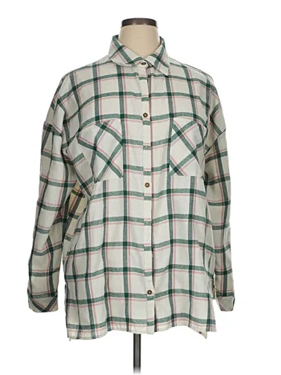 Pre-owned Andree By Unit Long Sleeve Button Down Shirt In Green
