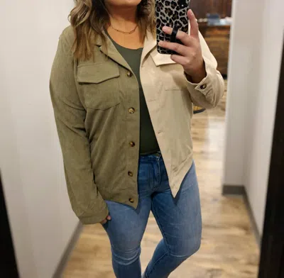 Andree By Unit Long Sleeve Shacket In Olive