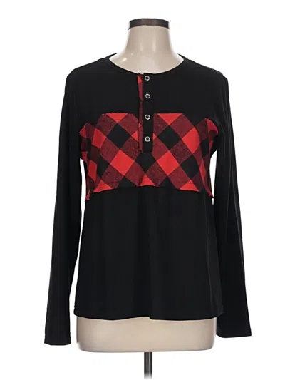 Pre-owned Andree By Unit Long Sleeve Top Black Square Neckline Tops