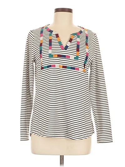 Pre-owned Andree By Unit Long Sleeve Top Ivory Open Neckline Tops In White