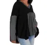 Andree By Unit Long Sleeve V Neck Tunic Top In Black/grey In Multi