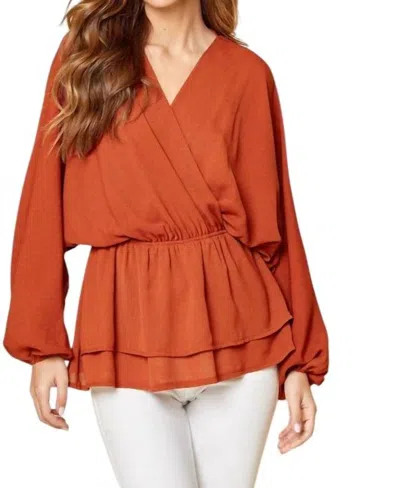 Andree By Unit Love You Always Long Sleeve Blouse In Rust In Multi