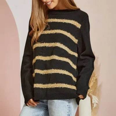 Andree By Unit Lurex Striped Sweater In Black