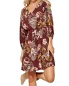 Andree By Unit Made For You Floral Dress In Burgundy In White