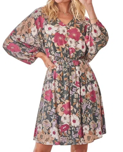 Andree By Unit Made For You Floral Dress In Olive Green Multi