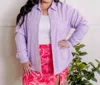 ANDREE BY UNIT MINKY LINED SHACKET IN SOFT SHIMMERING VIOLET