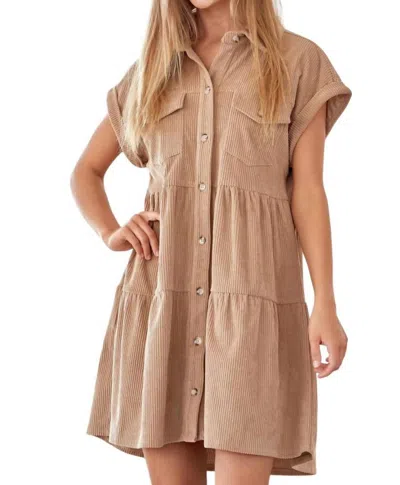 Andree By Unit Missing Home Corduroy Dress In Mocha In Brown
