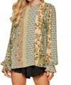 Andree By Unit Mixed Floral Ruffle Sleeve Blouse In Green Multi In Green