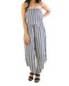 Andree By Unit Modern Stripes Sleeveless Jumpsuit In Navy/white In Multi