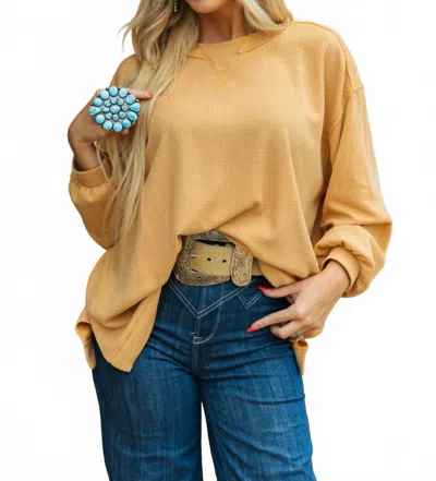 Andree By Unit Oversized Thermal Tunic Top In Marigold In Gold