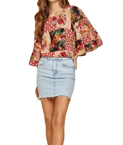 Andree By Unit Patchwork Floral Blouse In Multi