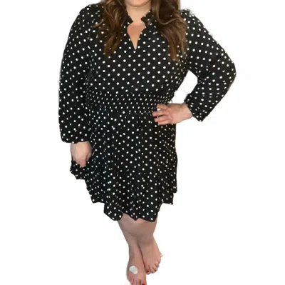 Andree By Unit Polka Dot Printed Dress In Black