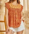 Andree By Unit Priscilla Top In Rust In Multi
