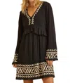 Andree By Unit Remember When Embroidered Dress In Black In Black