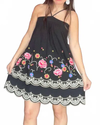 Andree By Unit Rita Embroidered Dress In Black Multi
