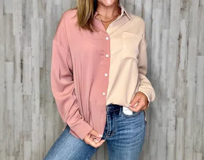 Andree By Unit Roxbury Color Block Blouse In Cream Combo In Beige