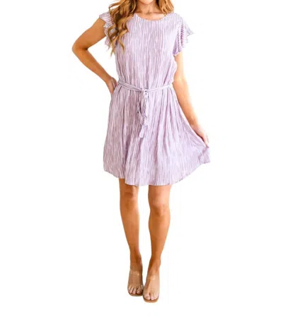 Andree By Unit Sandra Striped Flutter Sleeve Dress In Purple