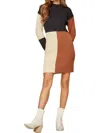 Andree By Unit Savor The Moment Sweater Dress In Brown/black/cream In Multi