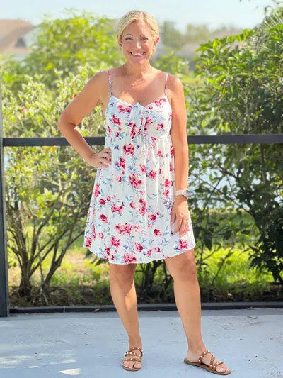 Andree By Unit Seeking Summer Mini Dress In White Floral