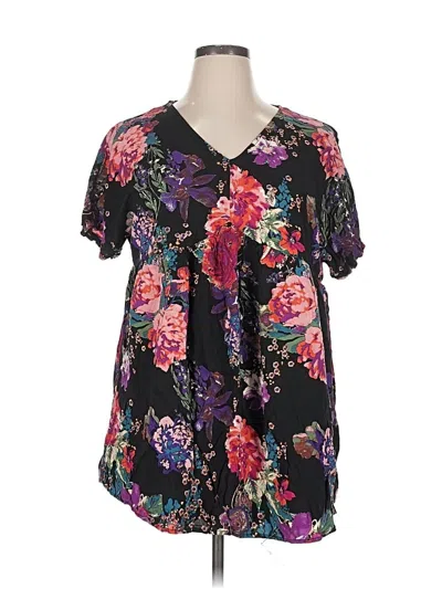 Pre-owned Andree By Unit Short Sleeve Blouse In Black