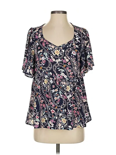 Pre-owned Andree By Unit Short Sleeve Blouse In Black