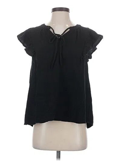 Pre-owned Andree By Unit Short Sleeve Blouse In Black