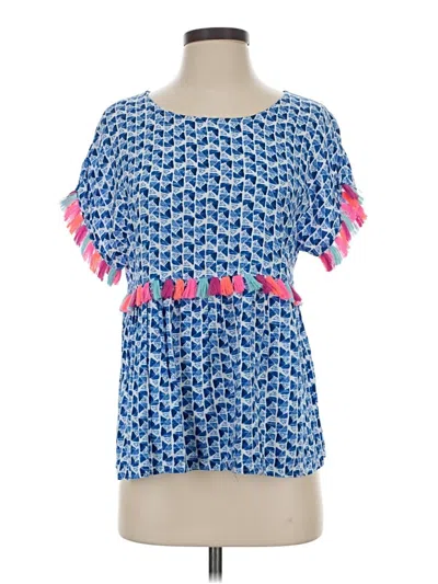 Pre-owned Andree By Unit Short Sleeve Blouse In Blue