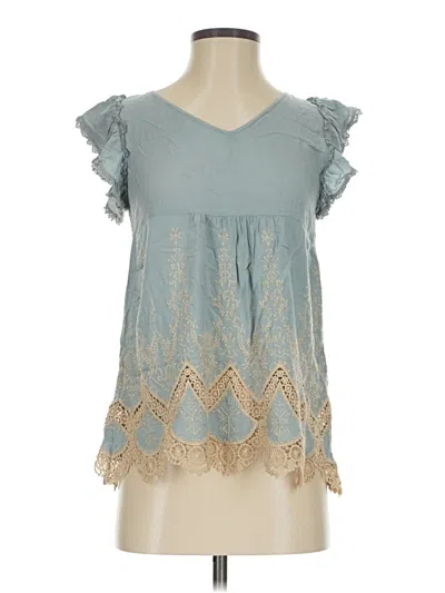 Pre-owned Andree By Unit Short Sleeve Blouse In Blue