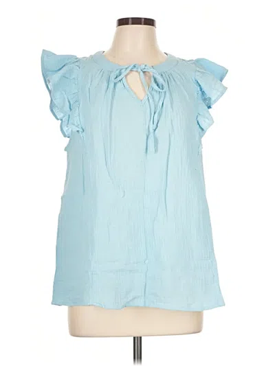 Pre-owned Andree By Unit Short Sleeve Blouse In Blue