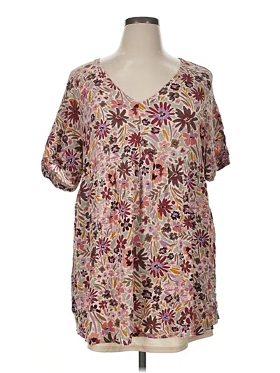 Pre-owned Andree By Unit Short Sleeve Blouse In Brown
