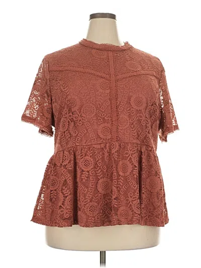 Pre-owned Andree By Unit Short Sleeve Blouse In Brown