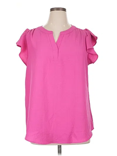 Pre-owned Andree By Unit Short Sleeve Blouse In Pink