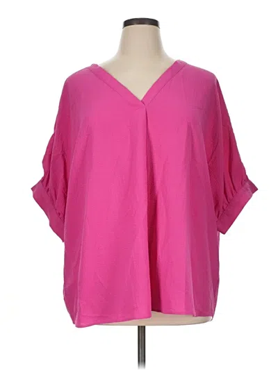 Pre-owned Andree By Unit Short Sleeve Blouse In Pink