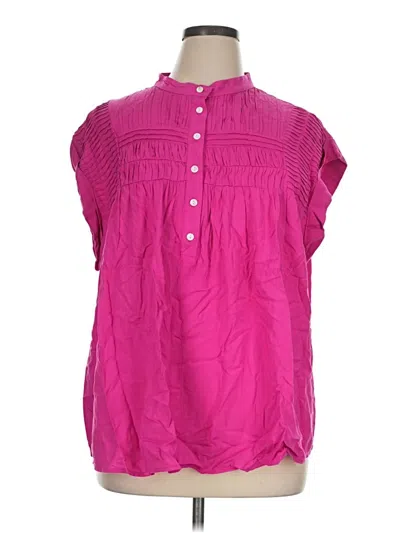 Pre-owned Andree By Unit Short Sleeve Blouse In Pink