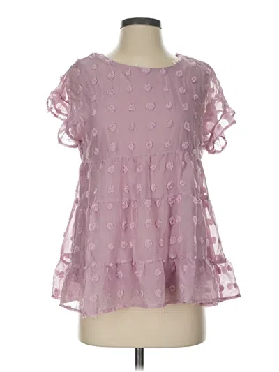 Pre-owned Andree By Unit Short Sleeve Blouse In Pink