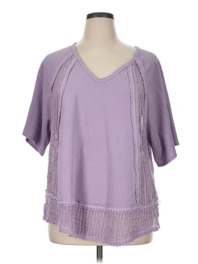Pre-owned Andree By Unit Short Sleeve Blouse In Purple