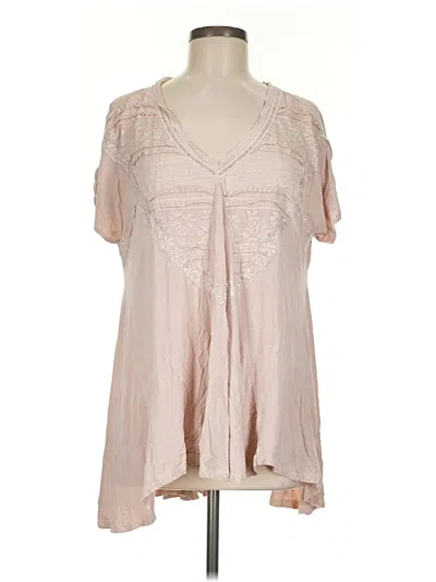Pre-owned Andree By Unit Short Sleeve Blouse In Tan