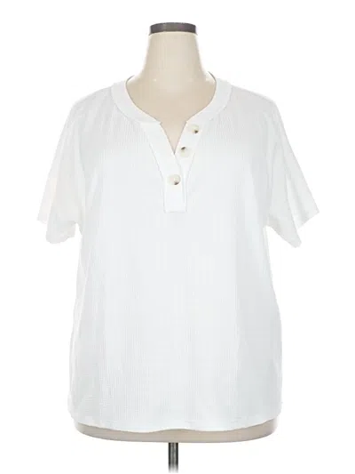 Pre-owned Andree By Unit Short Sleeve Blouse In White