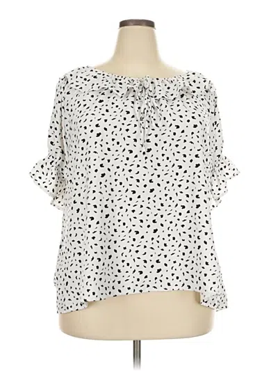 Pre-owned Andree By Unit Short Sleeve Blouse In White