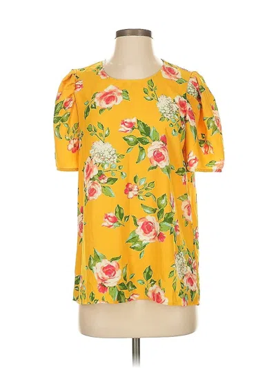 Pre-owned Andree By Unit Short Sleeve Blouse In Yellow