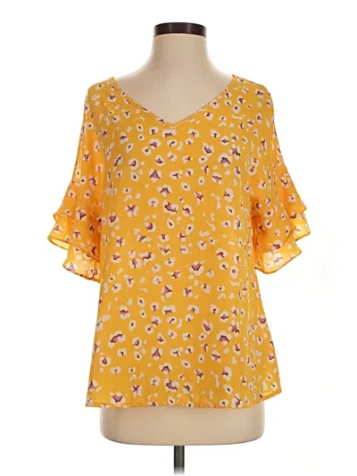 Pre-owned Andree By Unit Short Sleeve Blouse In Yellow