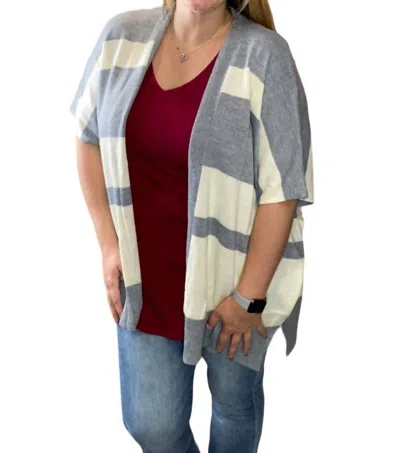 Andree By Unit Short Sleeve Cardigan In Grey/ivory In Multi