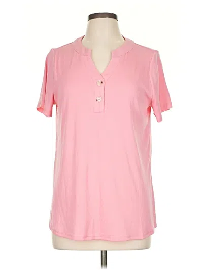 Pre-owned Andree By Unit Short Sleeve Henley Shirt In Pink