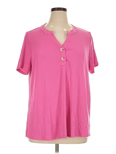 Pre-owned Andree By Unit Short Sleeve Henley Shirt In Pink