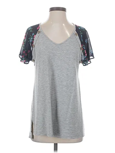 Pre-owned Andree By Unit Short Sleeve Top Gray Cold Shoulder Neckline Tops