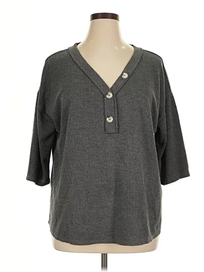 Pre-owned Andree By Unit Short Sleeve Top Gray Collared Neckline Tops